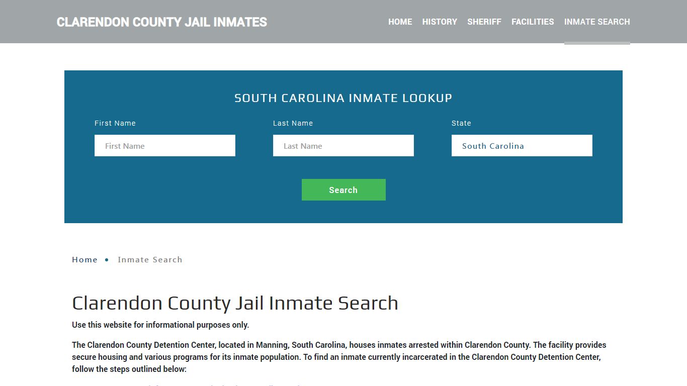 Clarendon County, SC Detainee Lookup